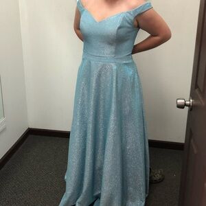 Sparkling Blue Off-Shoulder Gown